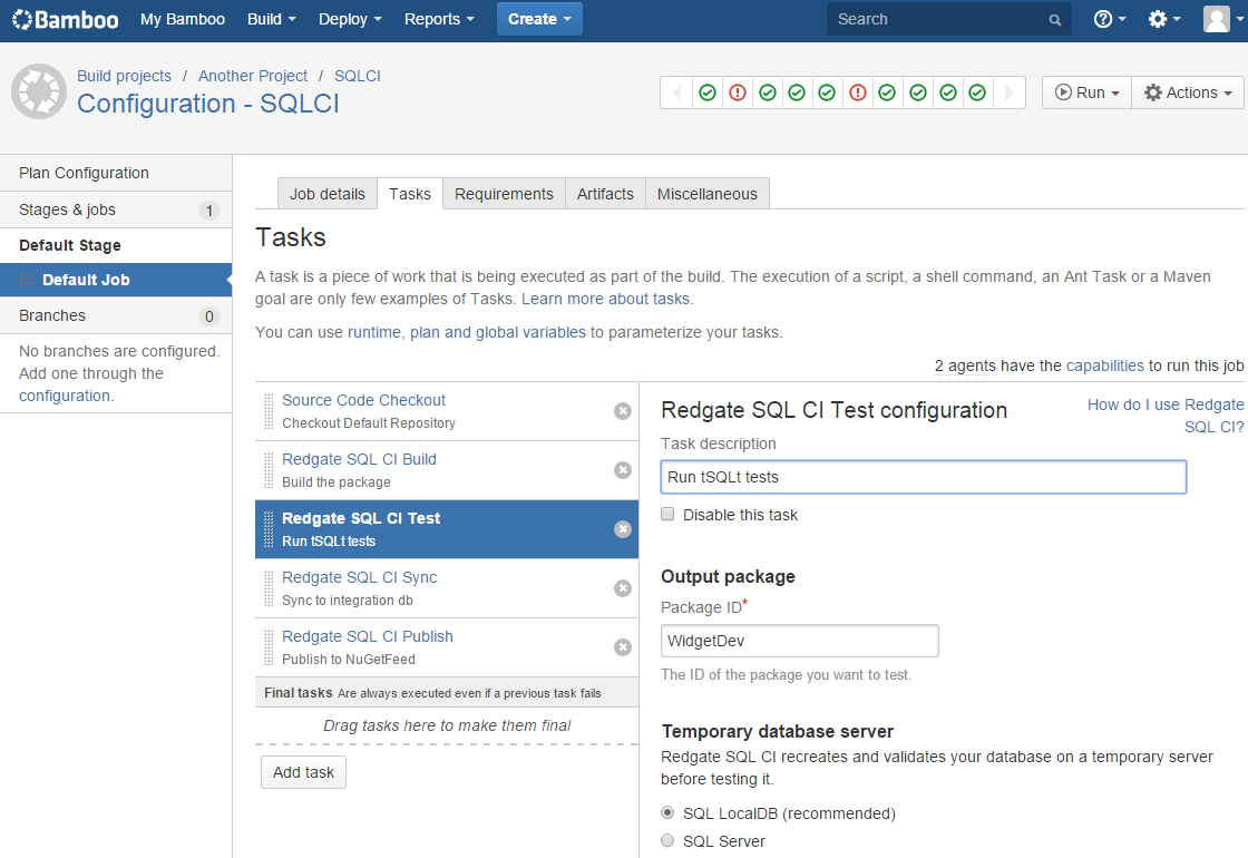 Database continuous integration with Bamboo and Redgate