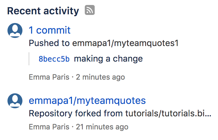 Bitbucket activity stream
